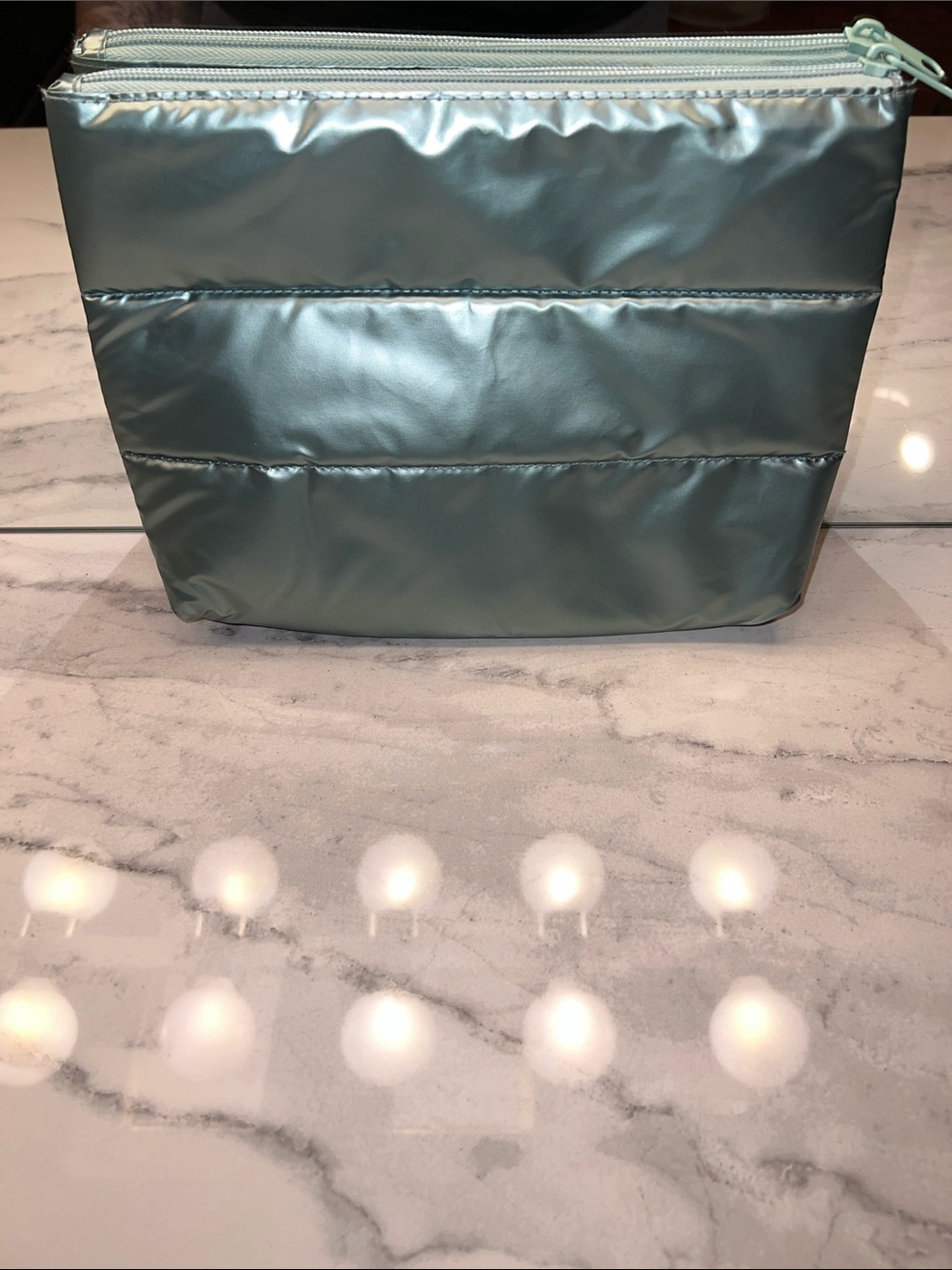Aqua Chrome Padded Cosmetic Bag 🩵
